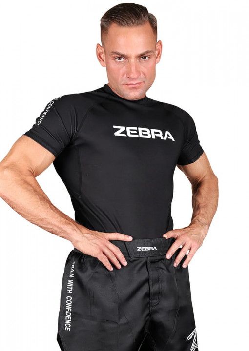 Zebra rash guard s krátkym rukávom Performance, čierny