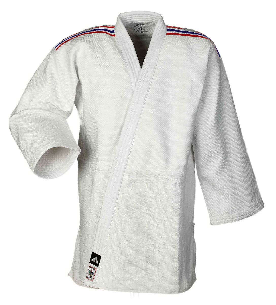 Adidas JU kimono s reprezentačnými pásmi IJF Champion III Slim fit 730g, biele