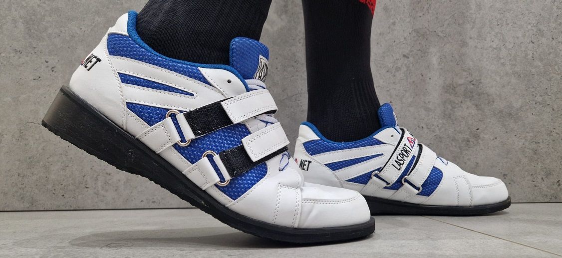 La sport vzpieračské topánky, bielo-modré
