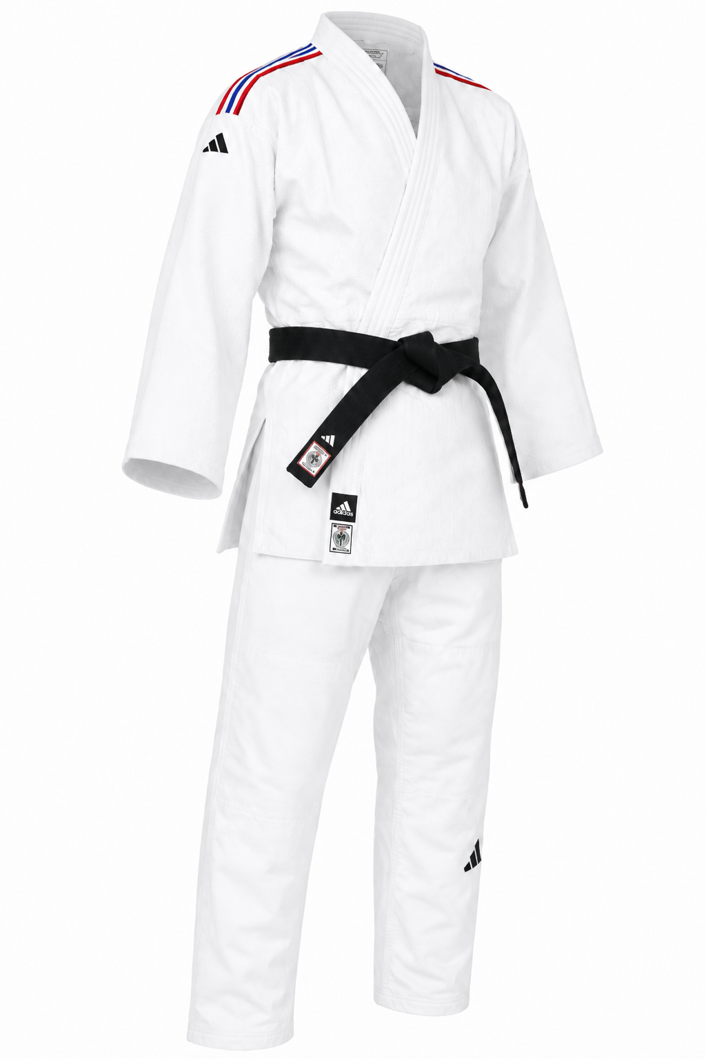 Adidas JU κιμονό με εκπροσώπηση ζωνών IJF Champion III Slim fit 730g, λευκό