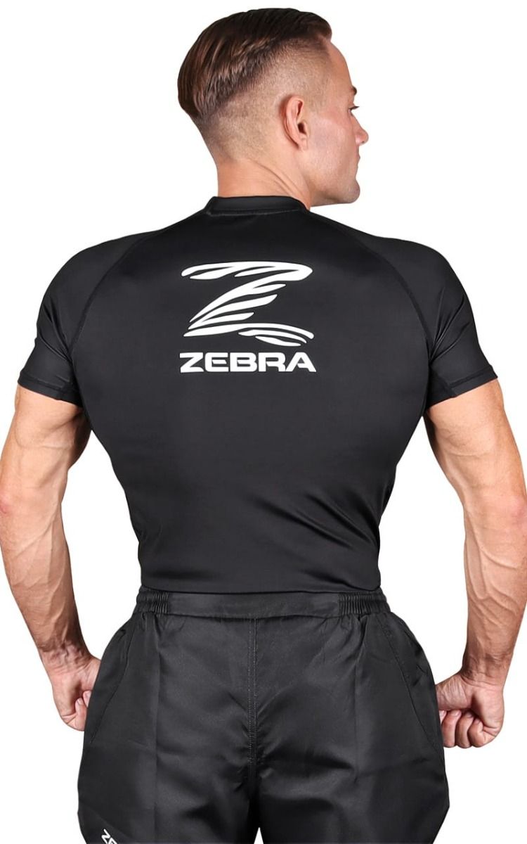 Zebra rash guard s krátkym rukávom Performance, čierny