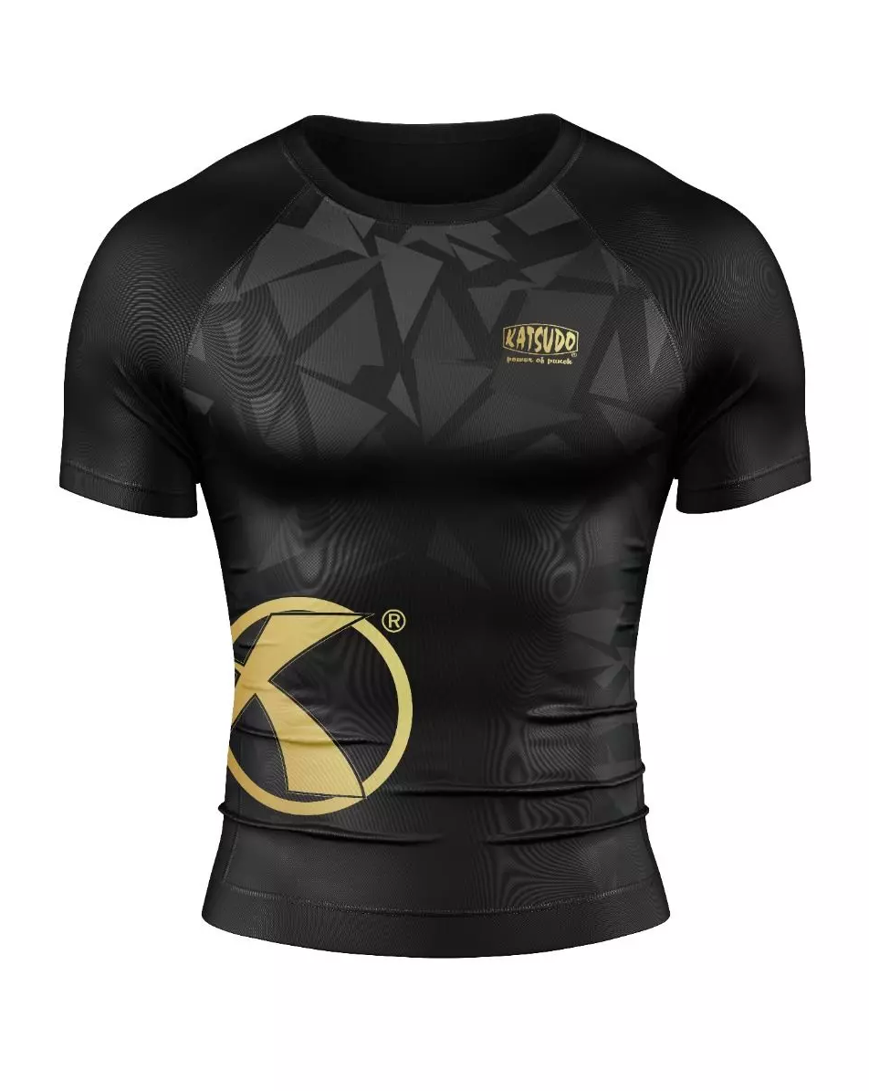 Katsudo rash guard s kratkimi rokavi Virago, črno-zlatna